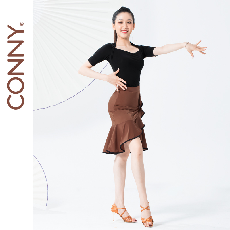 CONNY professional Latin dance skirt dance costume dance practice performance show lotus leaf skirt female