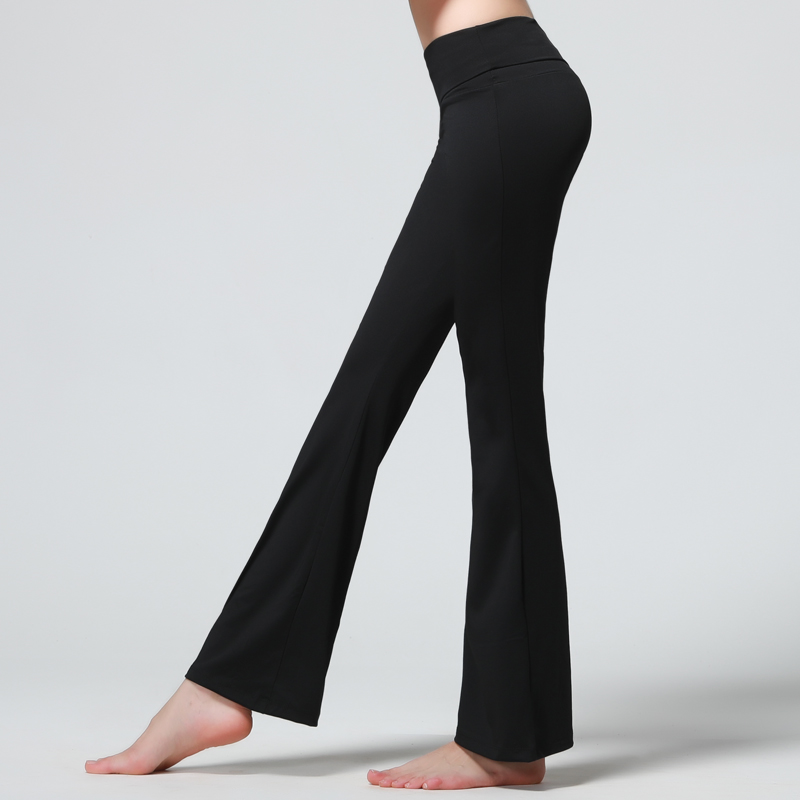 High waist dance pants women's trousers micro trumpet straight yoga body pants Loose tight black square dance practice pants