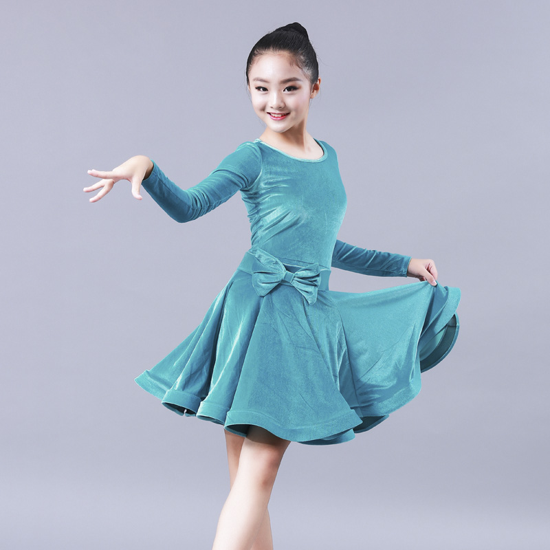 CONNY Kids Latin Dance Costume Fall Winter High End Girls Professional Latin Dance Skirt Blackpool Competition Regulation Suit
