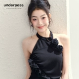 Оригинальное небольшое дизайнерское черное сексуальное платье без рукавов