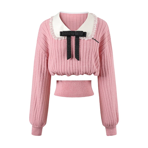 Оригинальная дизайнерская ретро кукла с бантиком, трикотажный свитер, кукольный воротник