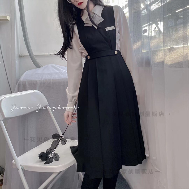 (Spot) Foundation Orthodox Spring Breast Milk Skirt Academy Wind Polo Dress JK Uniform Button to regulate vest dress