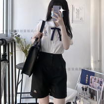 Original embroidered Thai shirt JK Chunxia graduation class short sleeve Benn white womens pants summer Western pants loose