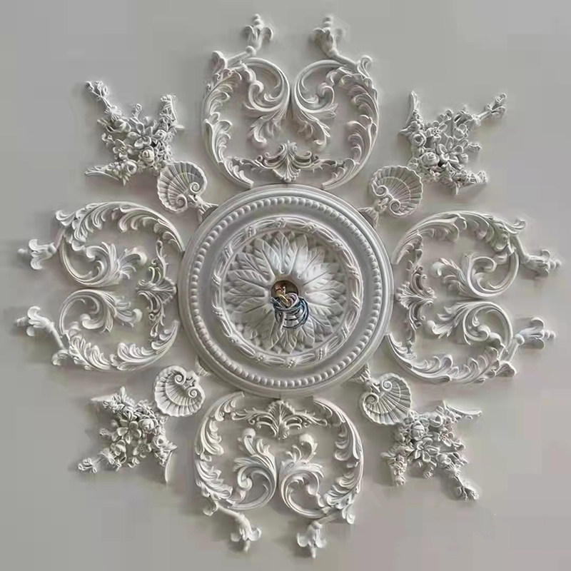 French lamp panel parquet European lamp pool plaster line ceiling ceiling lamp carved shape imitation PU corner flower lamp holder