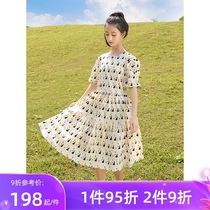 Girls Dress Childrens skirt floral princess dress 2021 new 14-year-old virgin girl summer dress long dress summer