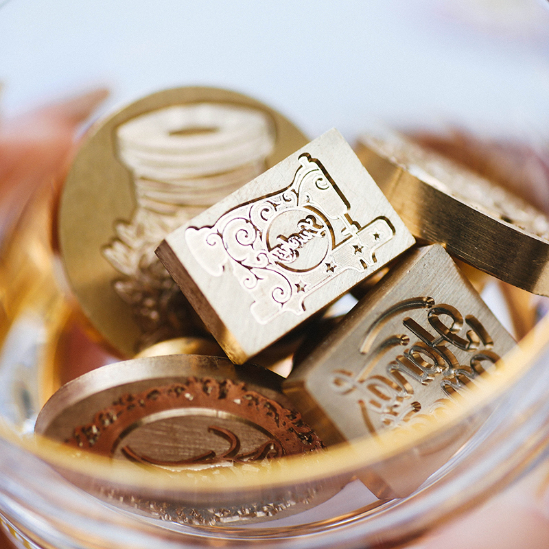 Hands Handmade Handmade Profiled Copper Head Sewing Machine Fire Lacquer Seal Oval Rose Spool Lily Seal Wax Gift-Taobao