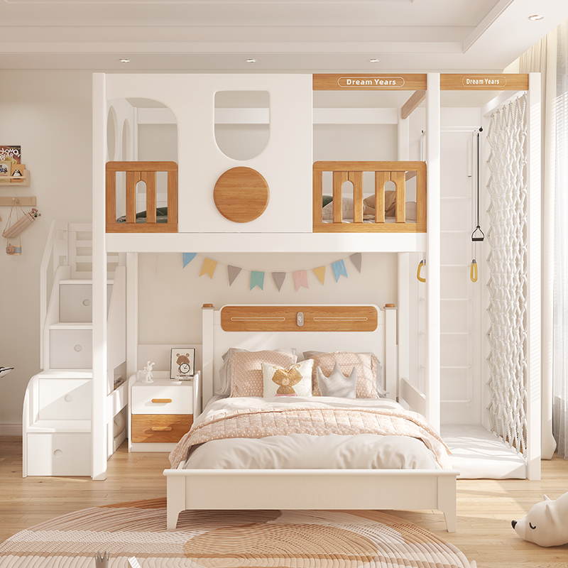 Solid wood Children's bed transphobic type upper and lower bed Double bed Boy girl with wrong type primary and secondary bed Low Bed Slide Ladders-Taobao
