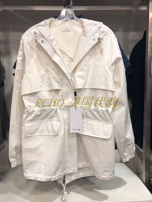 U.S. Purchasing Agent for Lacoste/Lacoste: Women's Classic Fashionable White Cotton Mid-Length Trench Coat
