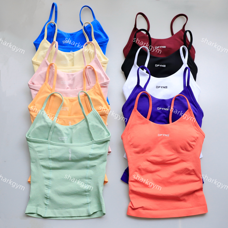Dfyne Thin Strap Tank Top Impact Fitness Top Backless Compression Sportswear Women's Quick-Drying