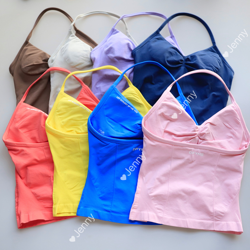 Dfyne High-Intensity Backless Sports Vest with Chest Pads and Halter Neck, Impact-Resistant Integrated Sports Vest for Women, Fitness and Weightlifting Vest