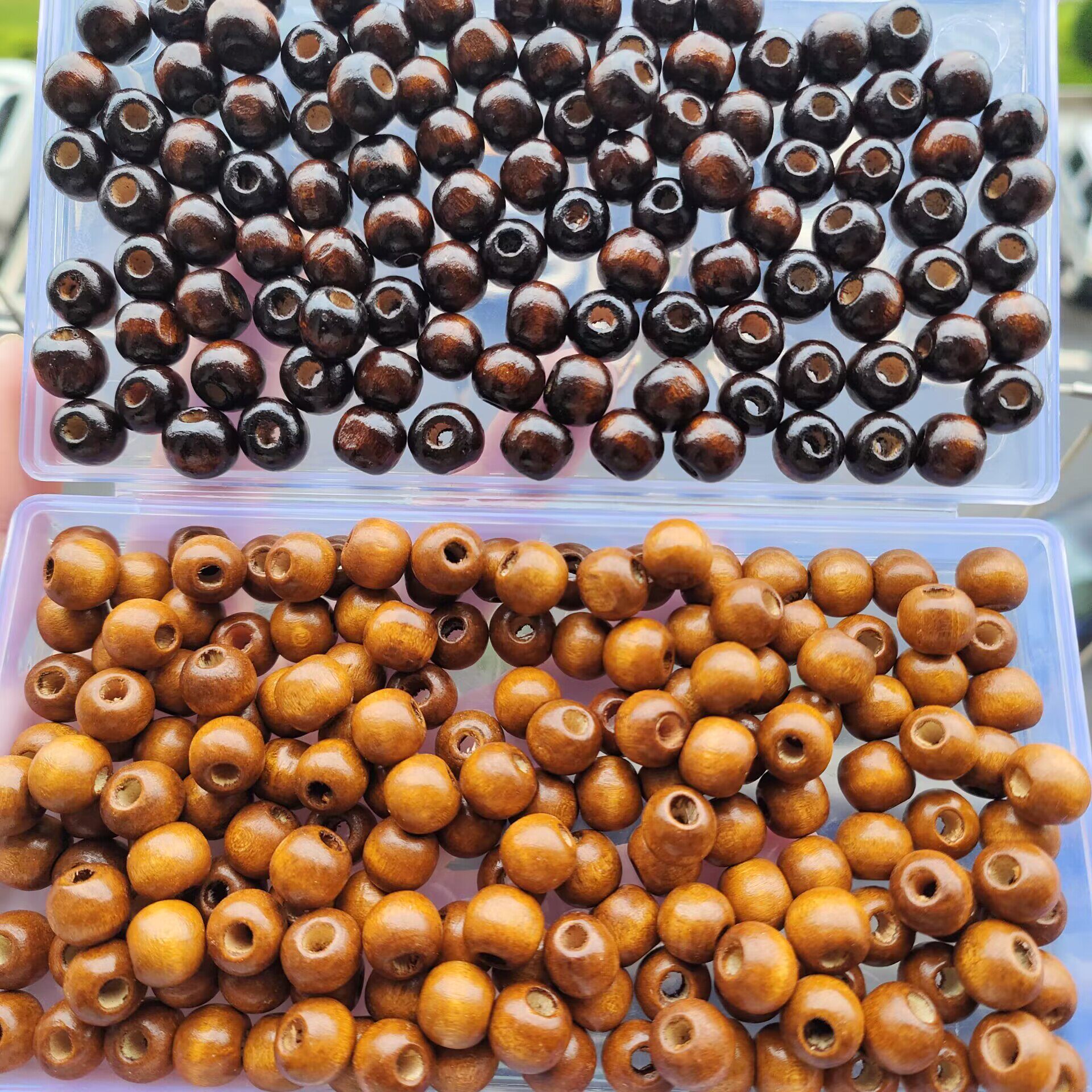 อุปกรณ์เสริมเครื่องประดับ DIY ลูกปัดหลวมทำมือ ลูกปัดพุทธศาสนาโบราณ ขนาด 8 10 มม./12 มม. สีกาแฟอ่อน ลูกปัดไม้ทรงกลม จำนวน 100 เม็ด