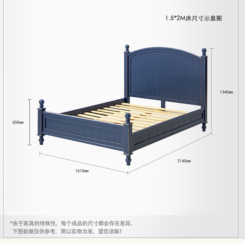 Eminio nội thất phòng ngủ kết hợp căn hộ nhỏ Địa Trung Hải đầu giường tủ quần áo ngăn kéo gỗ rắn giường đôi mẫu giường ngủ đẹp đơn giản