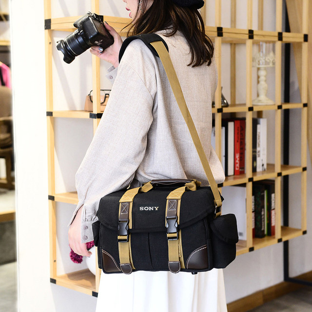 ເຫມາະສໍາລັບ Sony SLR camera bag canvas shoulder bag A7CA7R4A7R3A7MKA7SRX10M7 photography bag