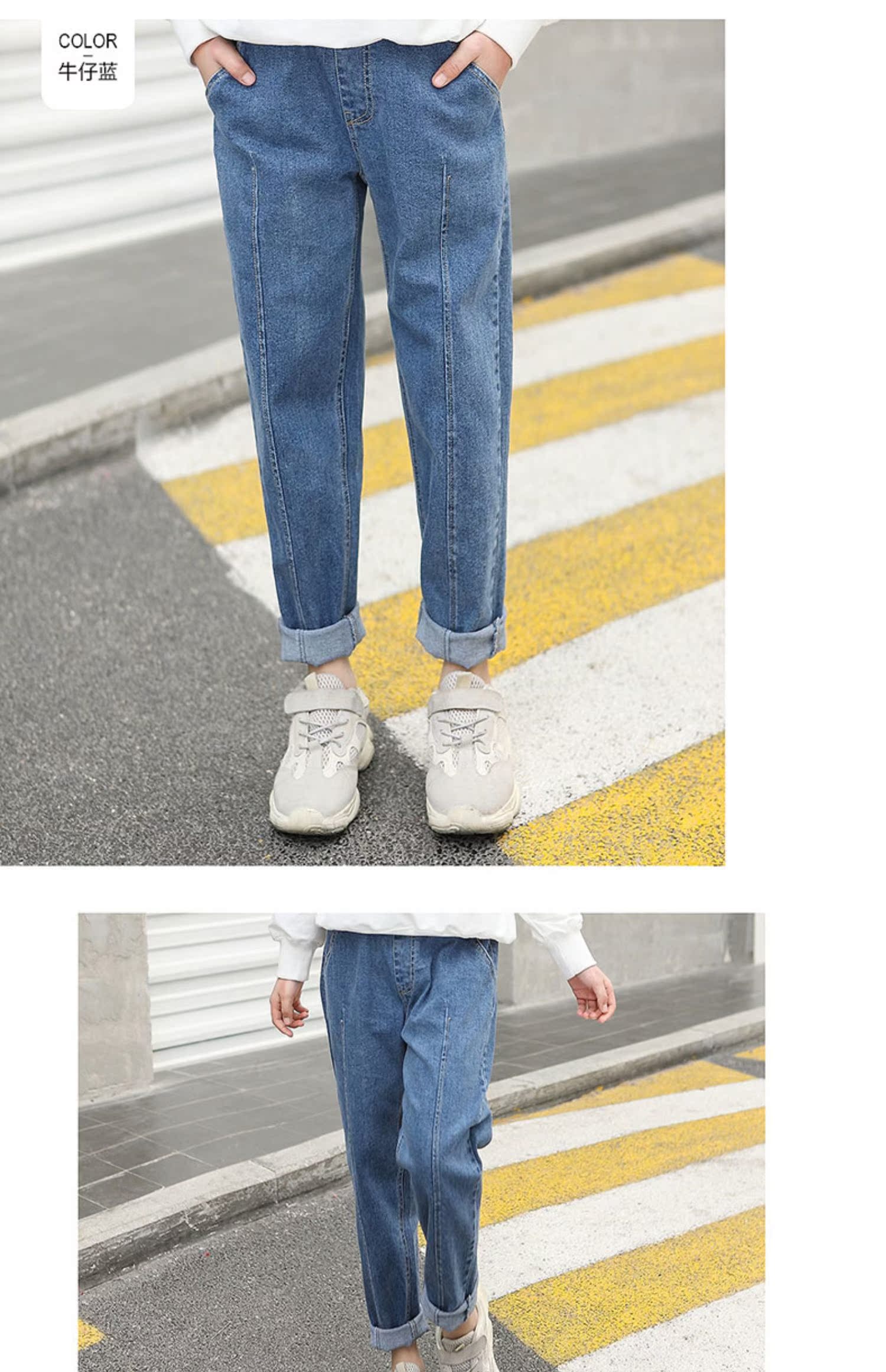 Quần jeans bé gái 2019 mới xuân hè thu đông trẻ em phiên bản Hàn Quốc của quần cà rốt Quần cũ bé gái quần Harlan 12 tuổi - Quần jean quần short jean trẻ em