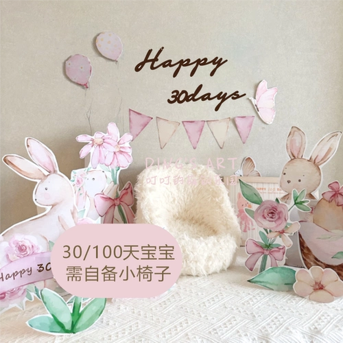 Ins Wind Pink Bunny Babies Flanchment Flunchment Полный ежемесячный линей