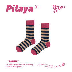 ILLUSION BOY 3 ສີ ສີບົວ ເສັ້ນດ່າງກາງ calf socks retro ສີ contrasting ສີ່ລະດູການ ຖົງຕີນຝ້າຍສໍາລັບແມ່ຍິງ