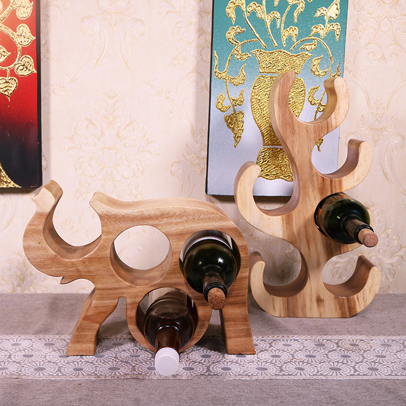 Solid Wood Creative Red Wine Rack Home Thai Handmade Wooden Tabletop Personality Wine Shelf Wine Cabinet Decorated Pendulum