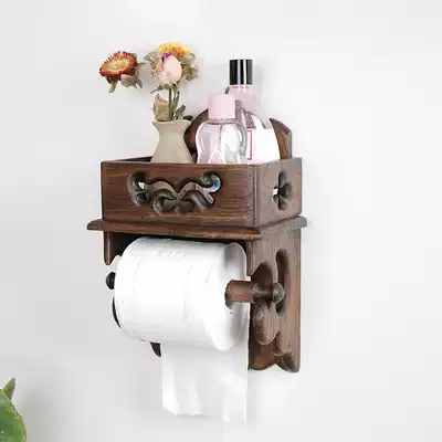 Thailand solid wood hanging wallpaper towel rack Toilet toilet paper rack powder room creative wooden roll toilet paper rack toilet paper rack