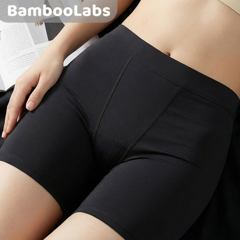 Bamboo Fiber Women's Boxer Briefs, Three-Quarter Length Leggings, Anti-Exposure, Seamless, Silk Crotch, Breathable Safety Shorts for Summer