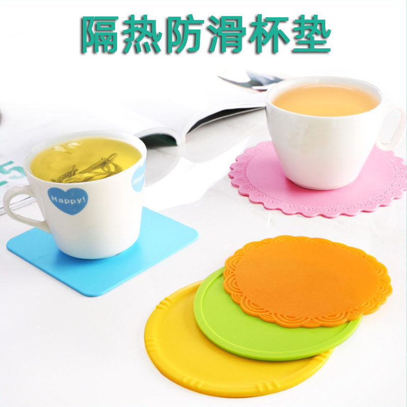 Eurostyle Creativity Brief Round Cup Cushion Bowl Mat Tea Cup Cushion Silicone Heat Insulation Mat Table Mat Thickened Anti Slip Disc Mat