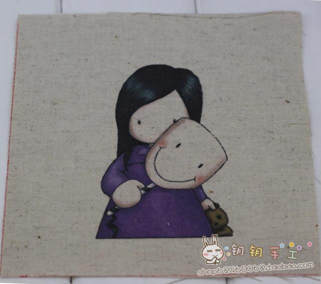 Key Handmade Cô gái siêu dễ thương Tay nhuộm vải Hướng dẫn sử dụng Vải DIY In kỹ thuật số Cotton lanh 3 nhân dân tệ một mảnh vải thun sọc