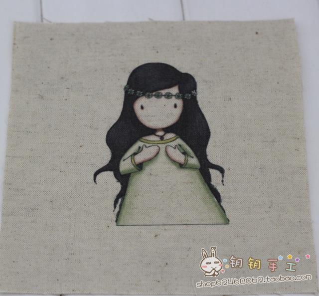 Key Handmade Cô gái siêu dễ thương Tay nhuộm vải Hướng dẫn sử dụng Vải DIY In kỹ thuật số Cotton lanh 3 nhân dân tệ một mảnh vải thun sọc