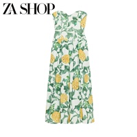 2026 summer new women's sweetheart neckline off-shoulder fruit print tight tube top midi dress 3152391