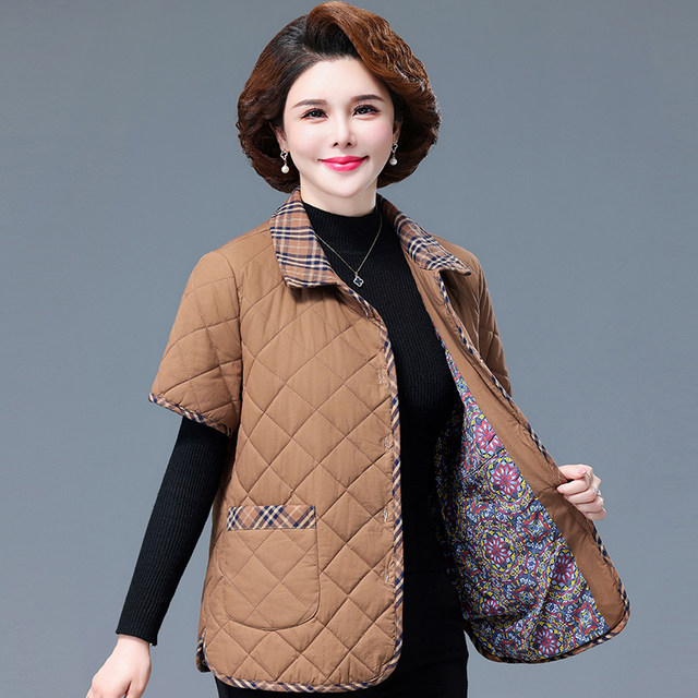 Middle-aged and elderly women's vest women's cotton padded thick autumn and winter mother's cotton vest vest large size 50-year-old pure cotton vest