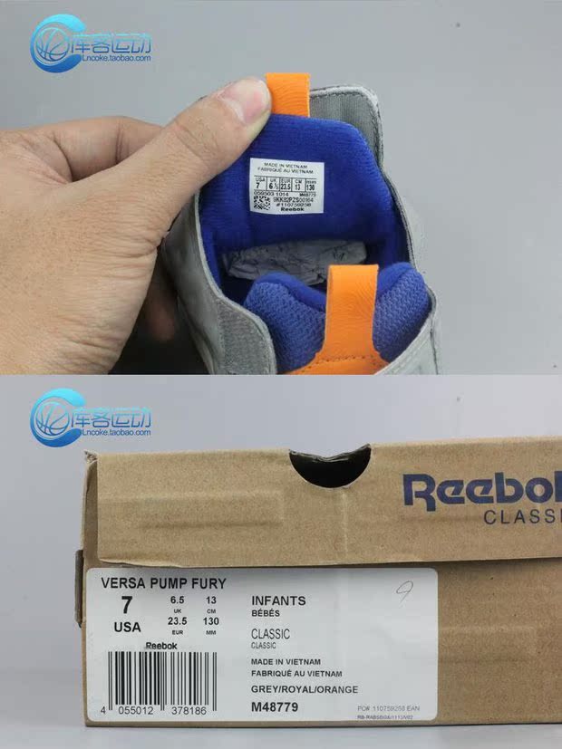 Kuike Reebok Versa Pump Grey Orange Blue Giày trẻ em M48779 V61065 V46666 - Giày dép trẻ em / Giầy trẻ giày cho bé trai