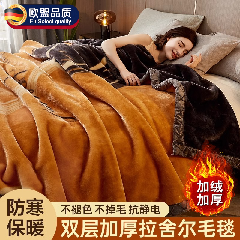 拉舍尔毛毯被子冬季加厚加绒高级感珊瑚绒床单绒毯单人午睡盖毯子