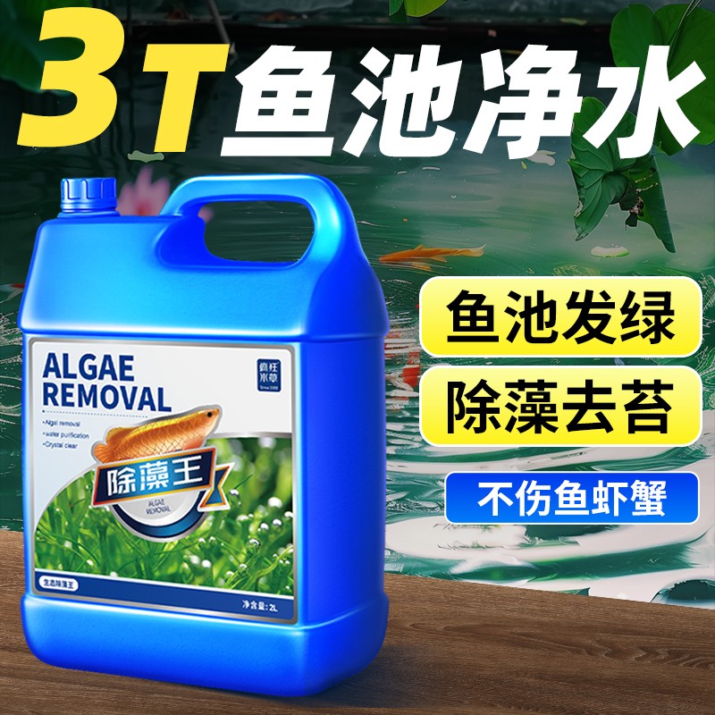 鱼池除绿水鱼缸除藻剂去苔剂神器褐藻黑毛丝藻绿藻绿水浮萍清除剂