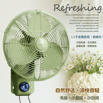 Fresh Green Retro Metal Wall Fan Kitchen Home Fan Hung Wall-mounted Wall-mounted Electric Fan Mechanical Pendulum head copper core