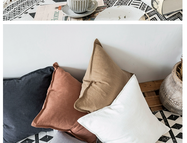 Phong cách Bắc Âu B & B sofa bed cushion cushion / back Màu cà phê xám và trắng đơn giản mẫu phòng cotton và gối lanh - Trở lại đệm / Bolsters