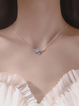 Korean star necklace female summer sterling silver S925 hypoallergenic niche design sense advanced Star moon pendant neck chain