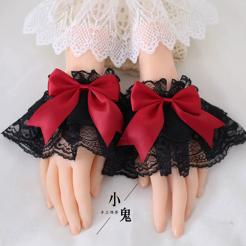 Фиолетовые перчатки с бантом, стиль Lolita, кружевное платье
