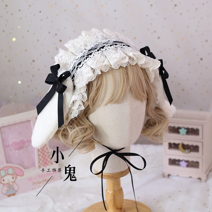 Cosplay&ware Handmade Plush Lop Ear Detachable Hair Band Soft Girl Kawaii Bunny Lolita Lace Bowknot Headwear Kc Accessories -Zentai shop online O1CN018c6sEV1ggMYzfSCky !!475114171.jpg