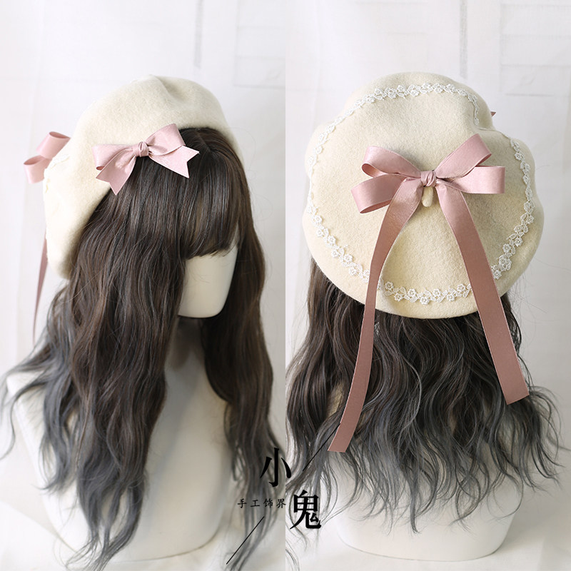 Lolita Girl Original Fashion Warm Handwork Hat Cute Bowknot  display picture 1