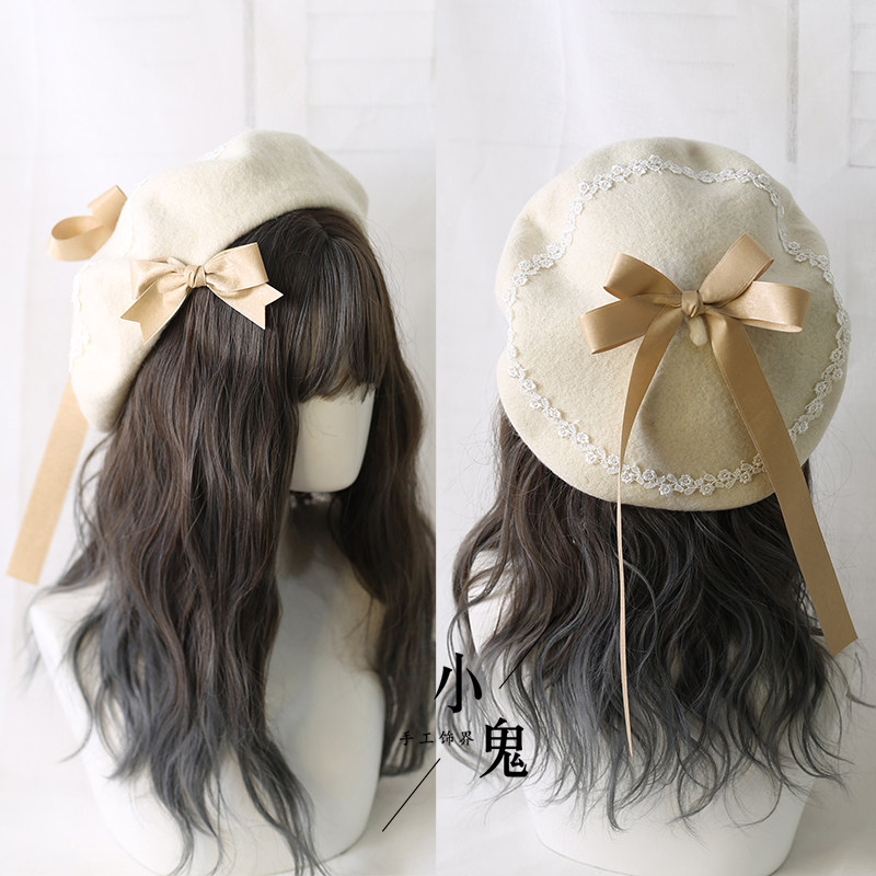Lolita Girl Original Fashion Warm Handwork Hat Cute Bowknot  display picture 1