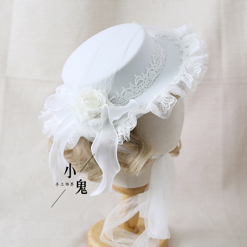 花嫁裝lolita頭飾扁帽百搭復古洛麗塔小禮帽子黑色白色優雅花嫁芙拉小姐 Yahoo奇摩拍賣