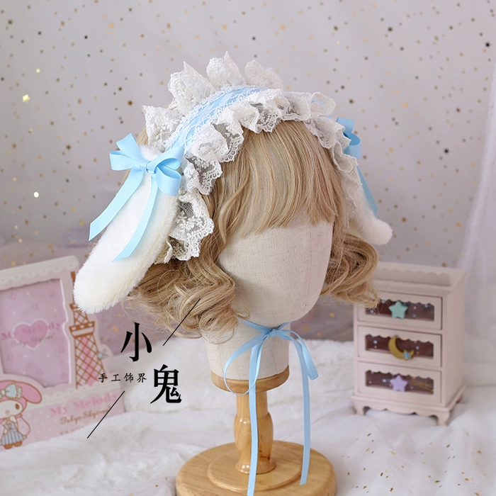 Cosplay&ware Handmade Plush Lop Ear Detachable Hair Band Soft Girl Kawaii Bunny Lolita Lace Bowknot Headwear Kc Accessories -Zentai shop online O1CN01gbyotg1ggMZ20AKTA !!475114171.jpg