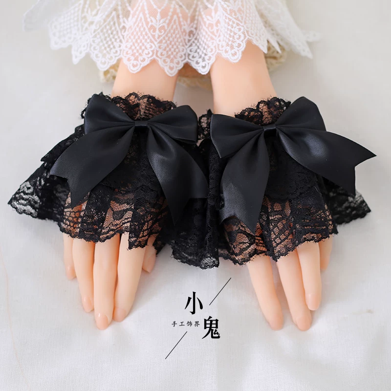 Фиолетовые перчатки с бантом, стиль Lolita, кружевное платье