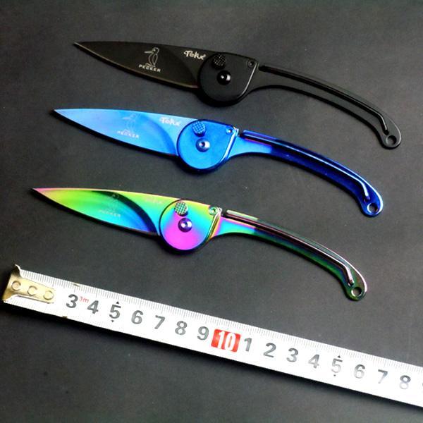 TEKUT pocket portable mini fruit knife sharp Woodpecker folding outdoor square portable belt self-defense