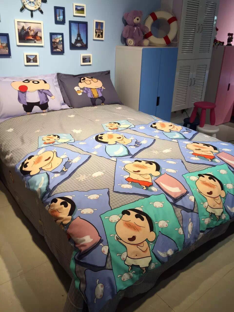 Crayon Chibi Maruko gia đình bốn bông chăn bông phim hoạt hình ba đứa con lên giường bằng vải Mikasa - Bộ đồ giường bốn mảnh chăn ga forever