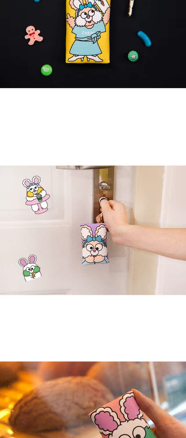 Bentoy Fes Rabbit Series Phim hoạt hình dễ thương Mini Charm Coin Purse Key Bag Super Meng 4 vi moc chia khoa