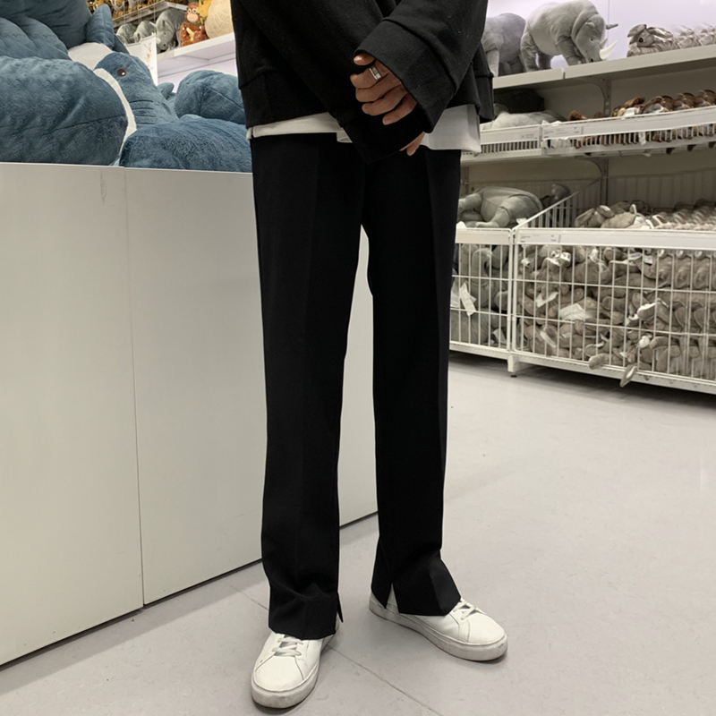 Spring and summer open fork pants male straight tube loose-handed Han version of the Sensing thin suit pants for men casual long pants tide