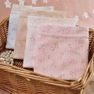 Japanese comfortable fresh ladies cotton no trace cotton floral high waist large size loose antibacterial lace briefs