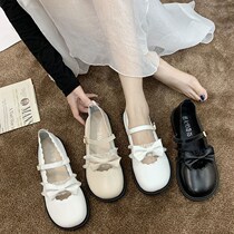 Round head wide-sided womens shoes Japanese lace soft girl shoes low heel jk uniform round head small shoes girl lo shoes fairy