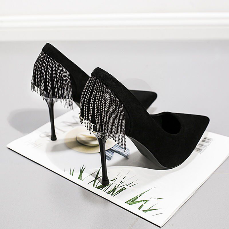 Bed high heels pointed toe net red single shoes women 2020 spring and summer new fine heel French girl sexy black