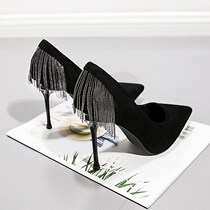 Bed high heels pointed Net Red single shoes women 2020 Spring Summer new fine with French girl sexy black