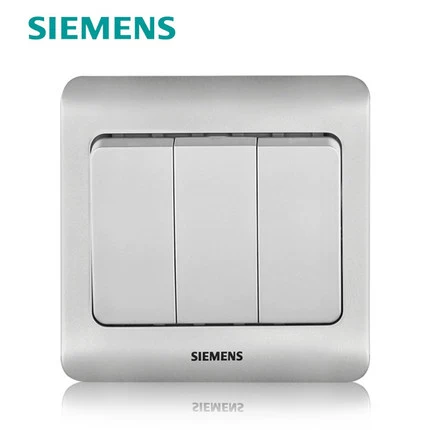 Siemens Switch Spocket Sweet Panel Panel Shimenzi Speect Series серия цветового серебристого трех открытого отдельного переключателя управления